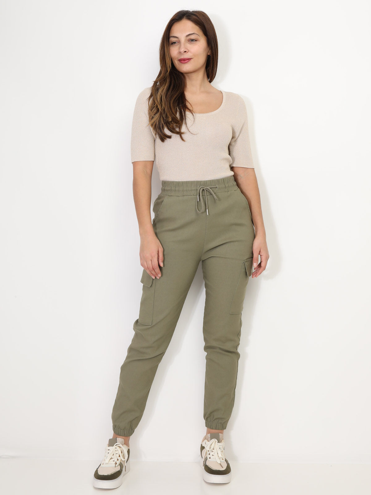Pantalon cargo style jogging- Kaki