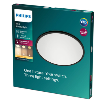 Philips Plafonnière Superslim zwart 18W 27K