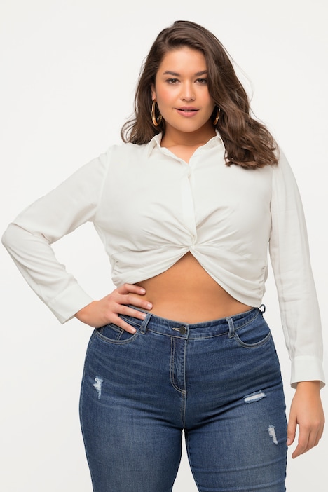 Hemdbluse, Knoten, kurz, Hemdkragen, Langarm