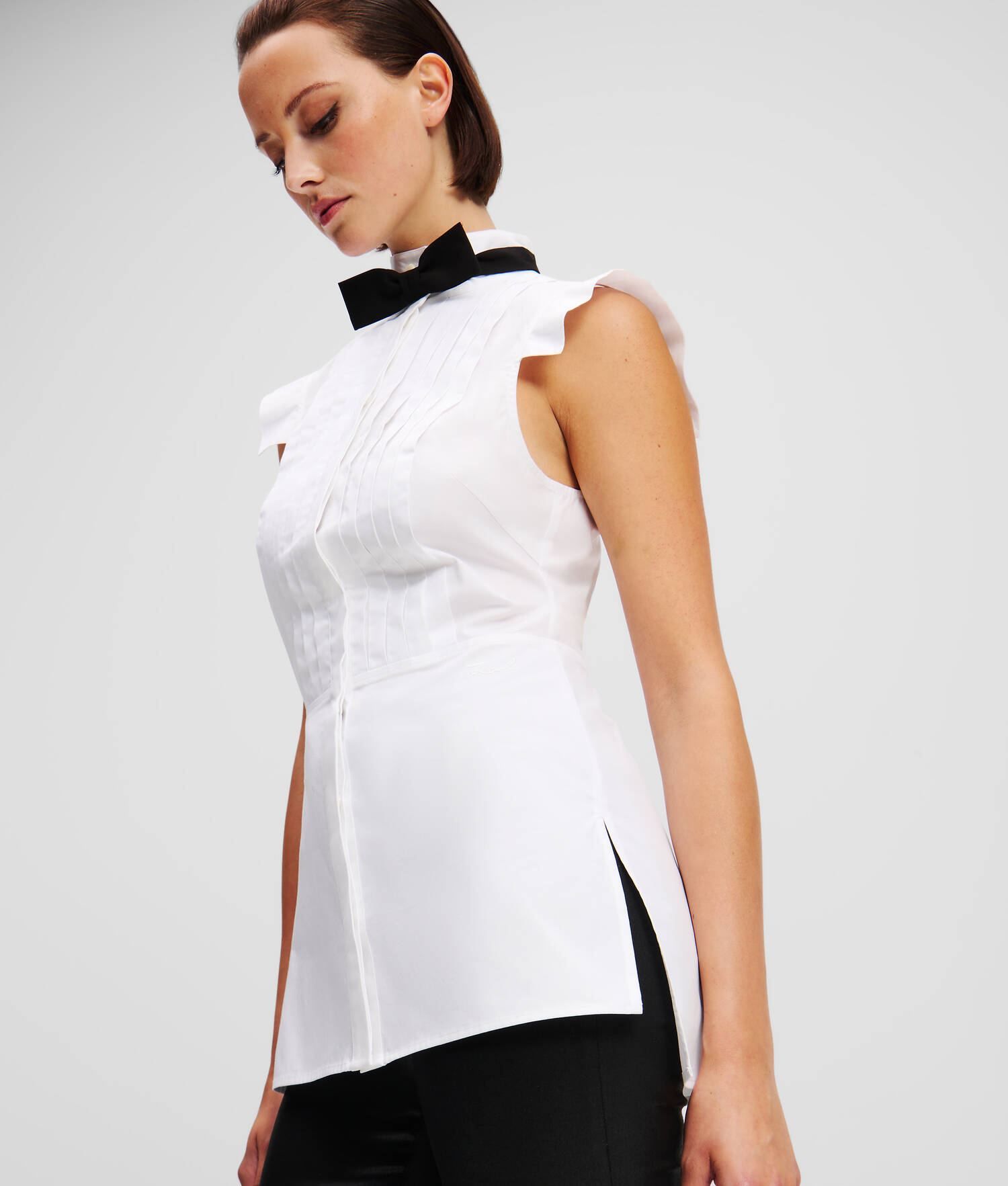 BLOUSE À NŒUD SANS MANCHES - Blanc