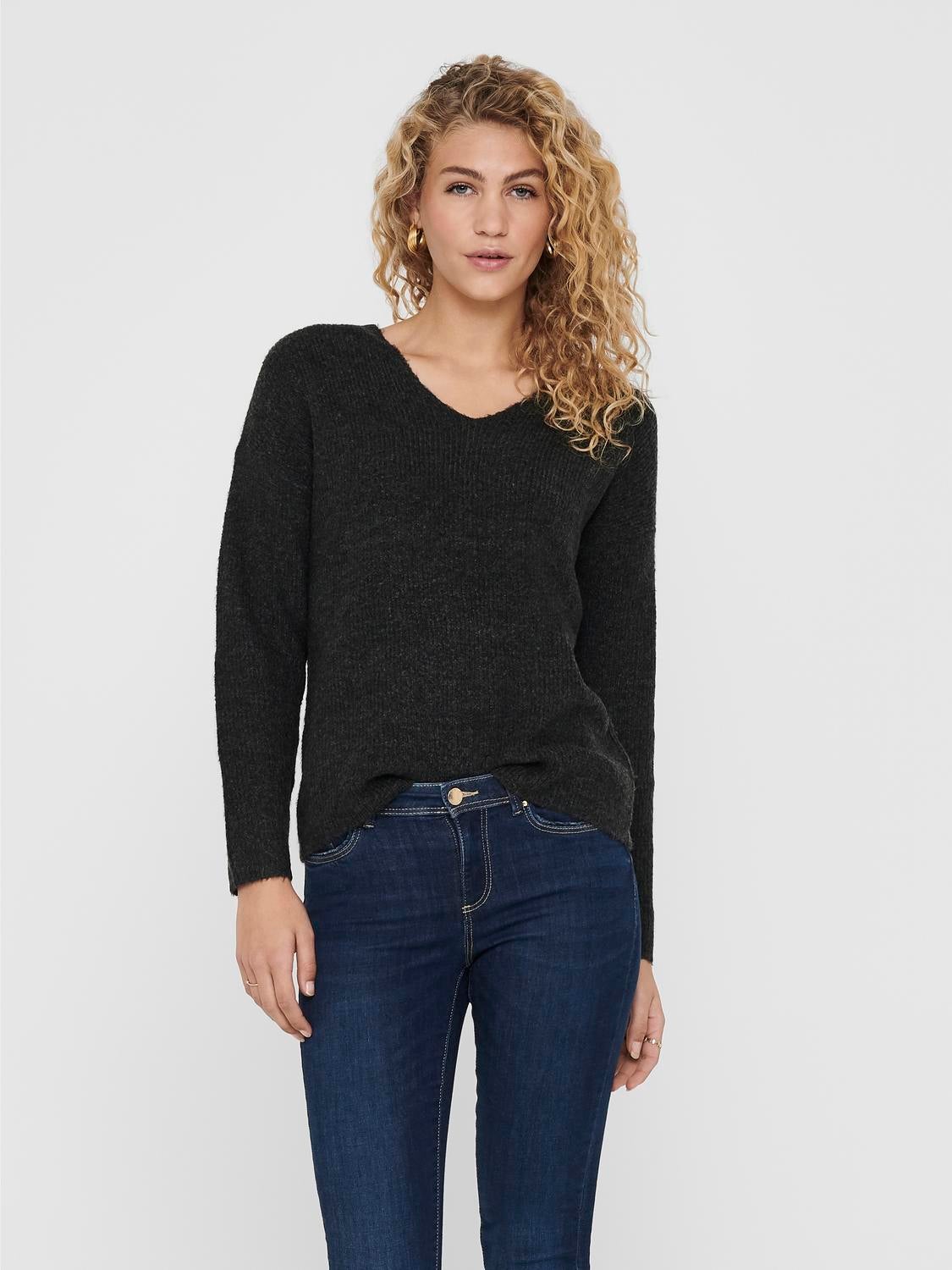 ONLCAMILLA Strickpullover Dark Grey Melange