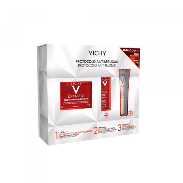 Vichy Liftactiv Collagen Specialist 50ml   Sérum Retinol 5ml   Capital Soleil UV-Age Daily Fluido SPF50  15ml Coffret