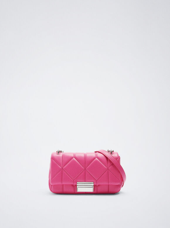 Bolsa acolchoada com corrente - Rosa