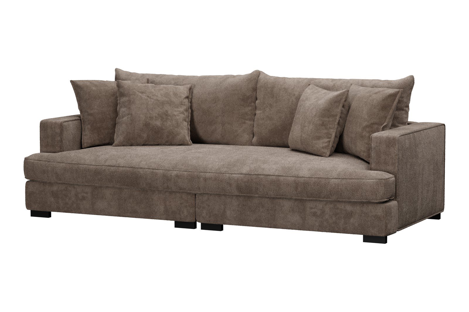 Rossi 3-seter sofa (1 setepute) Tekstil Genesis 6 Mink, arm A med sorte ben. Std. Komfort.