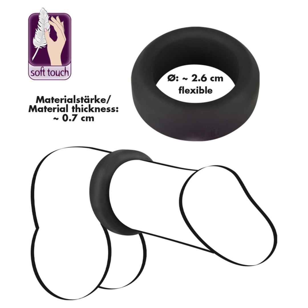 Breiter Penisring, strammer Sitz, 3,8 cm | Soft Touch Silikon | Black Velvets