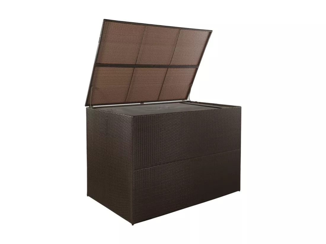 Boîte de stockage de jardin marron 150x100x100cm Résine tressée