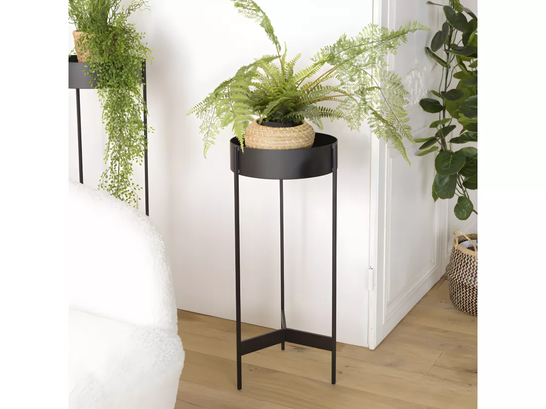 DALY - Selette ronde / porte plantes MM noire piètement métal