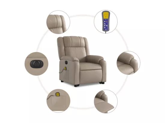 Fauteuil inclinable massant électrique cappuccino similicuir