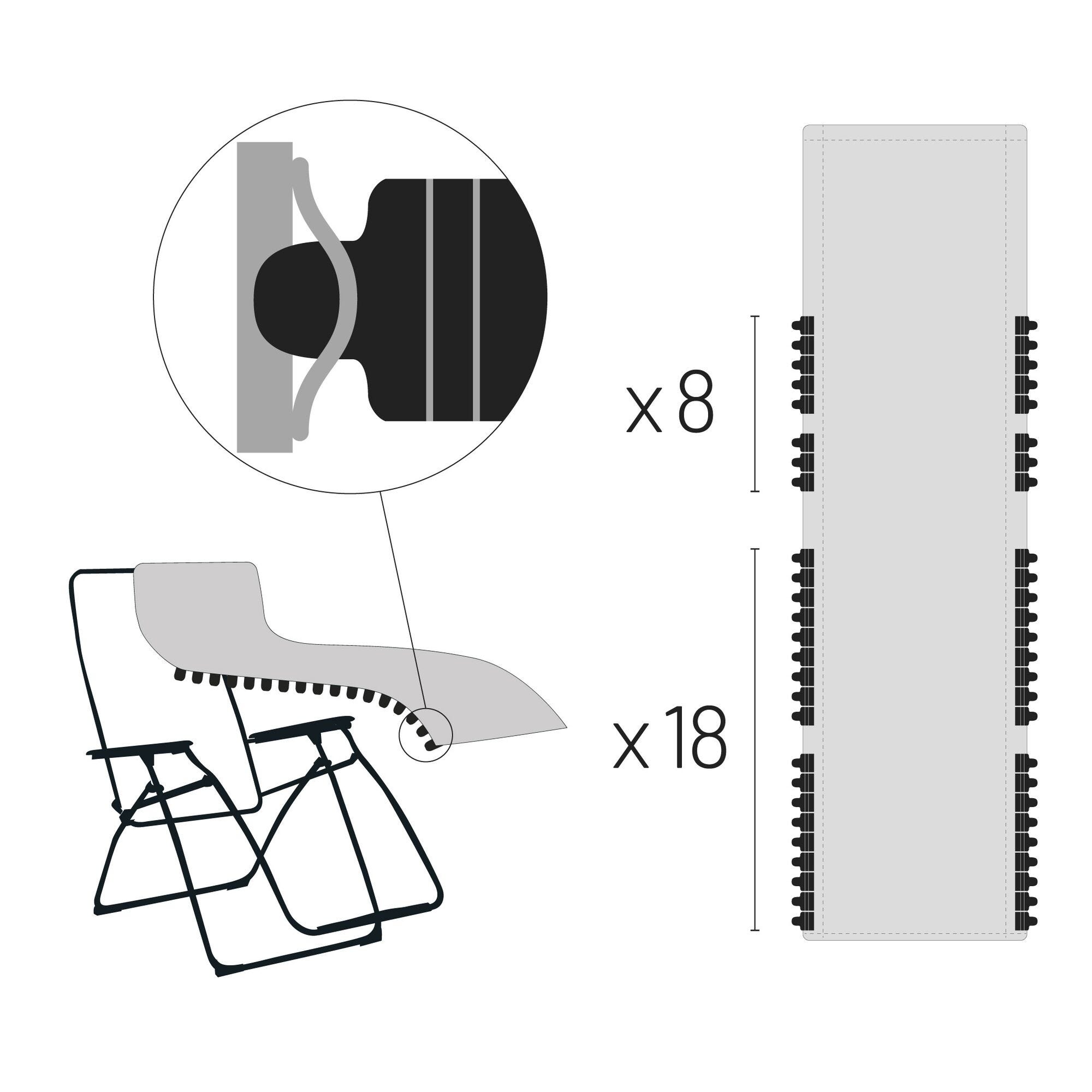 Ersatz-Set Relaxsessel - 48cm RSX Clip LightComfort® Grau Ombre