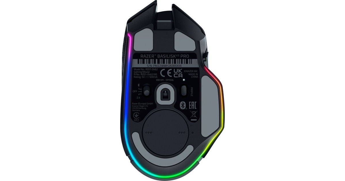 RazerBasilisk V3 Pro gaming muis  (Zwart, USB / Bluetooth / Razer HyperSpeed Wireless, 30.000 DPI, Razer Chroma RGB)