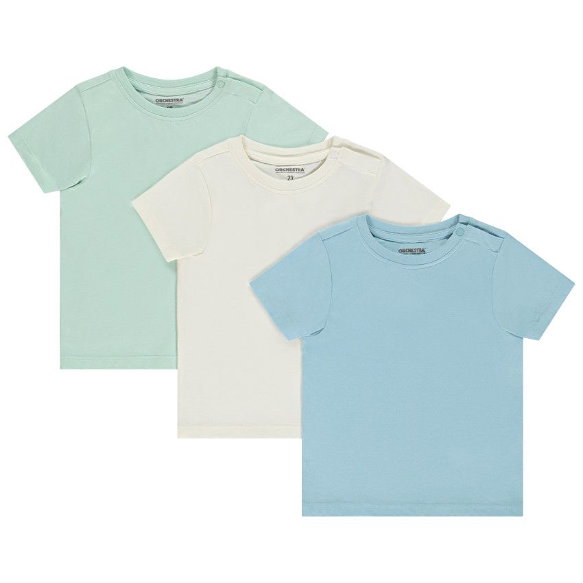 Lot de 3 t-shirts manches courtes print gomme pour bébé garçon - Ecru