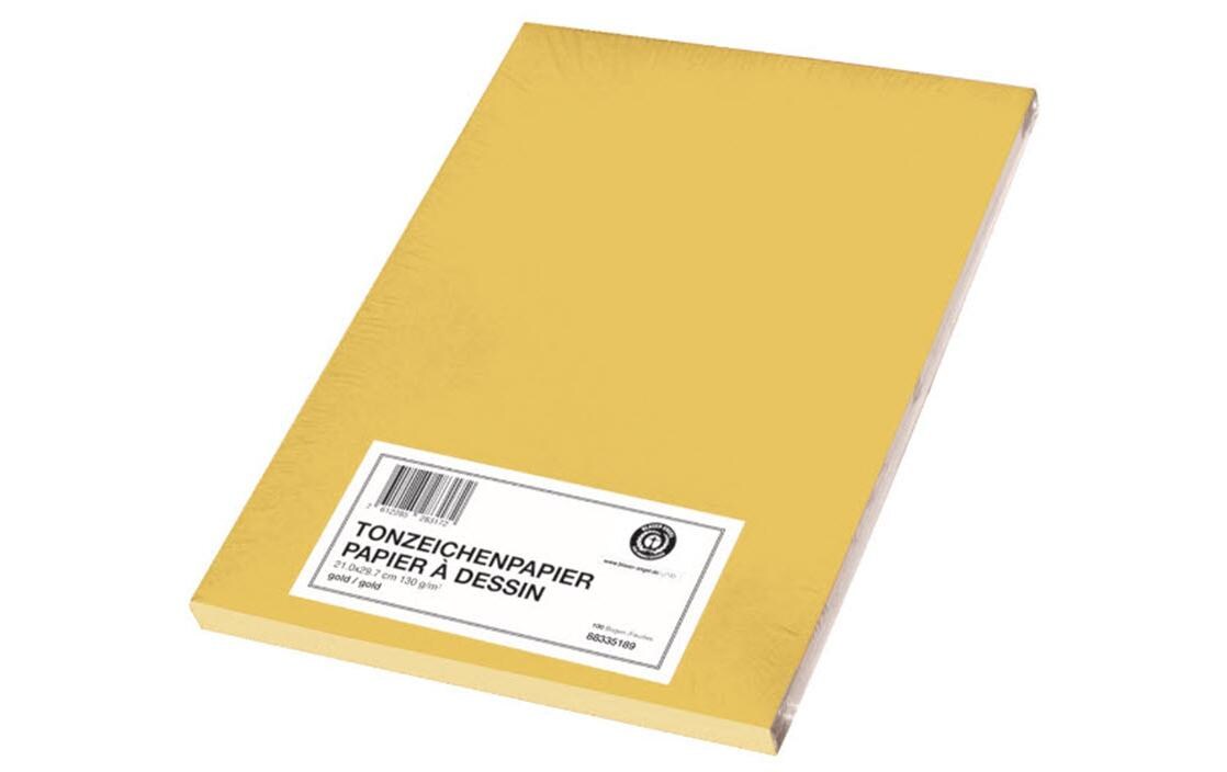 Tonzeichenpapier A4, 130 g/m², 100 Stück, Gold mattMattes Bastelpapier