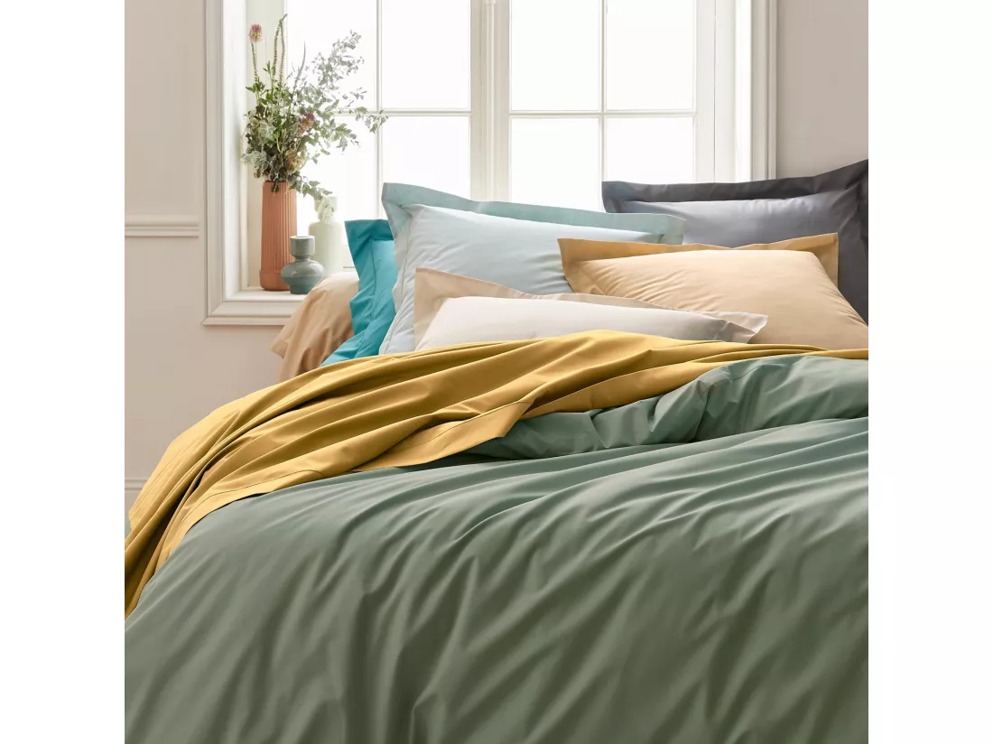 Taie de traversin uni en percale de coton