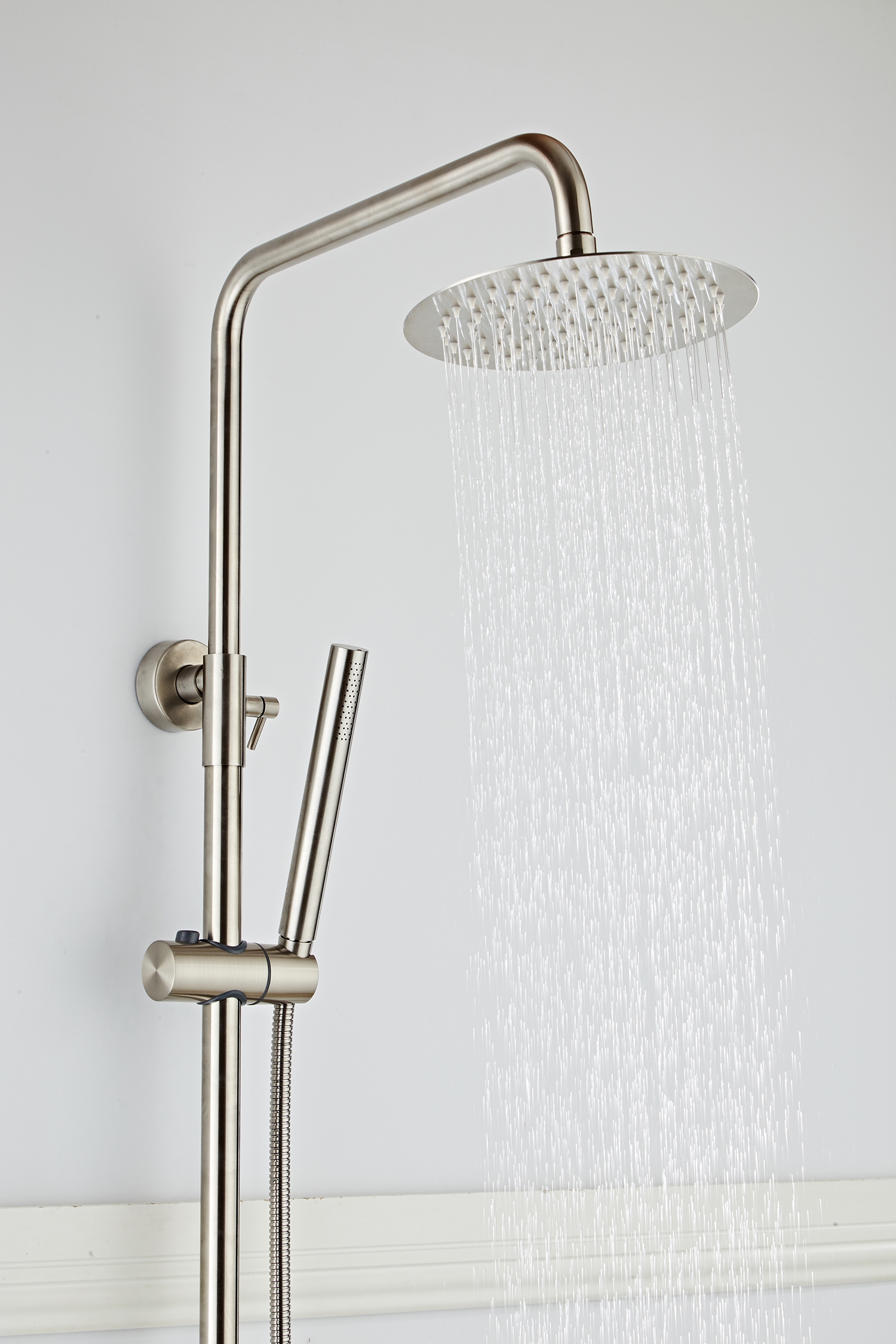 Saniclear Exclusive volledig 304 RVS regendouche opbouw 20cm met staafhanddouche