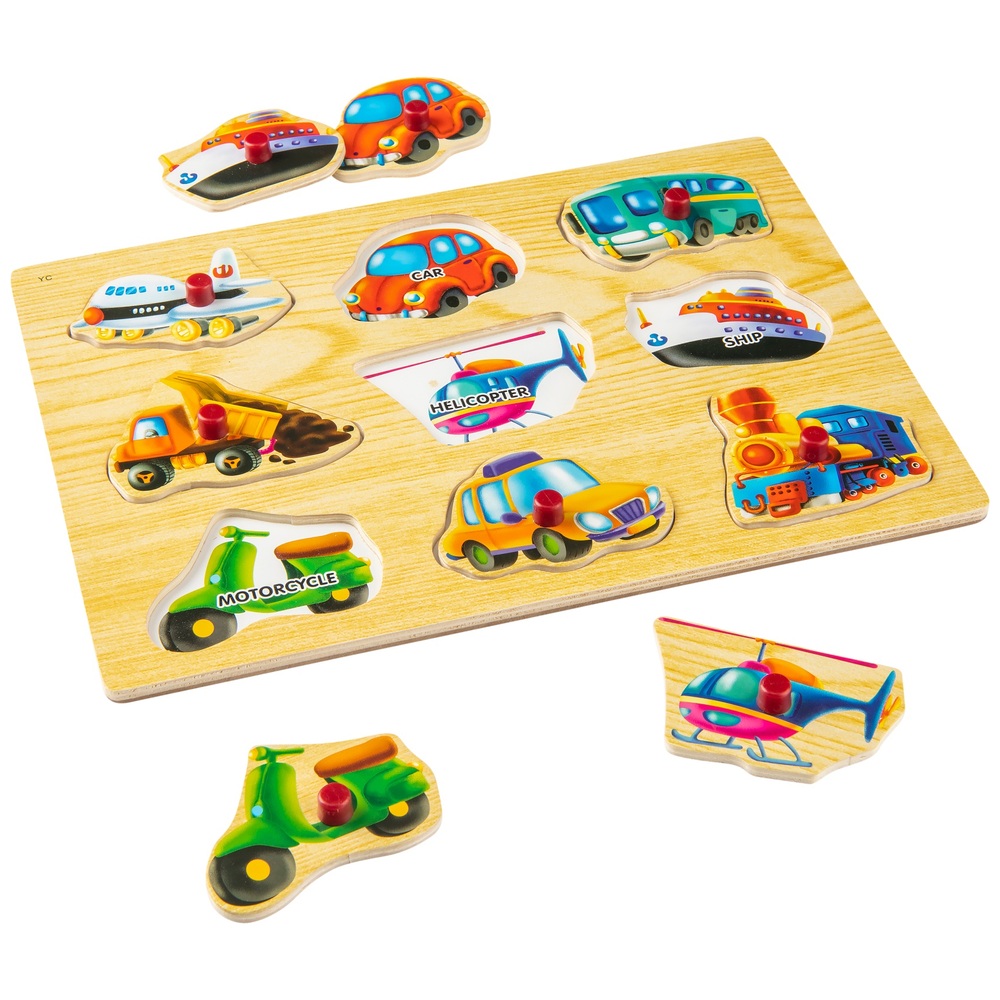 Buntes Holzpuzzle Transport