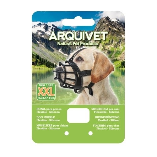 Focinheira flexível de silicone para cães, preta.