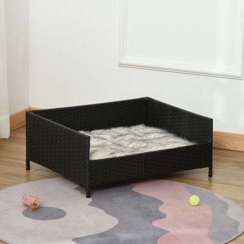 Cama elevada para animais de estimação, preta