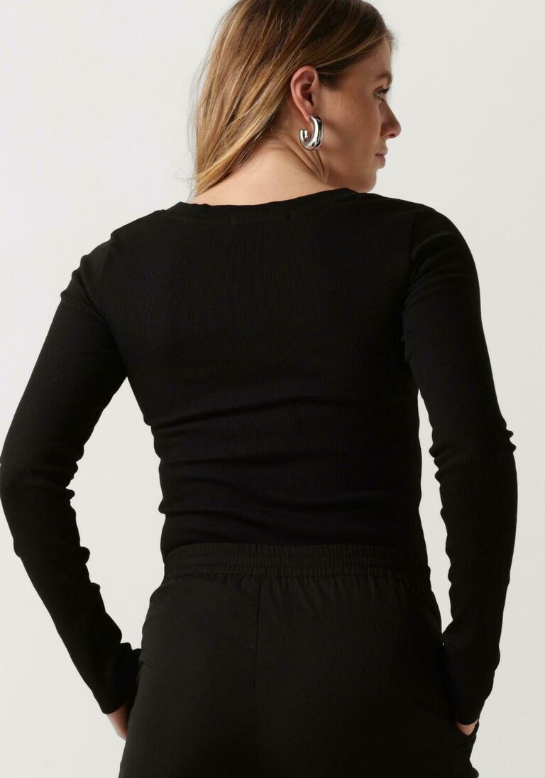 CALVIN KLEIN zwarte calvin klein  woven label v-neck long sleeve