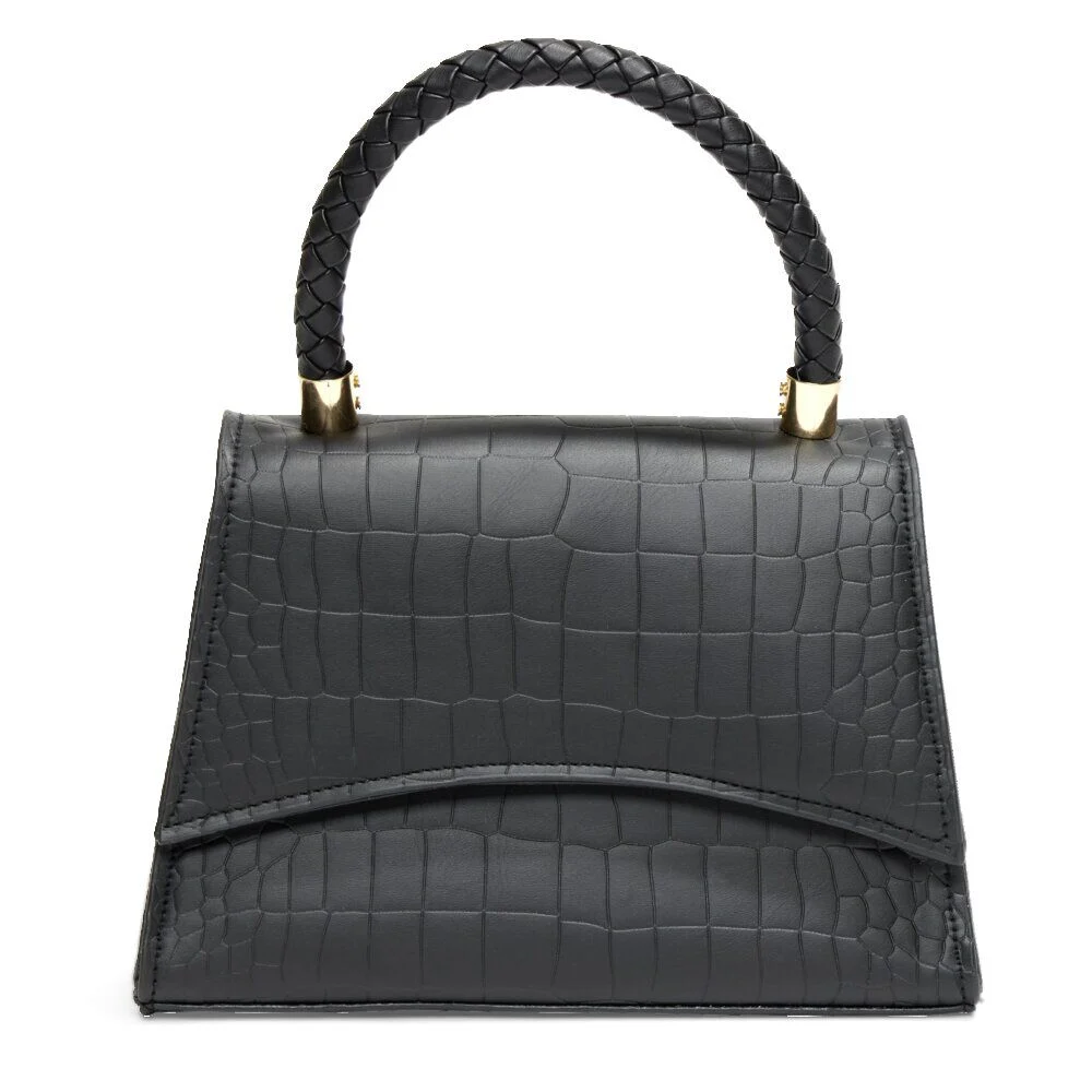 Sac à main simili effet croco avec bandoulière amovible 21x8xH15cm - 3 modèles