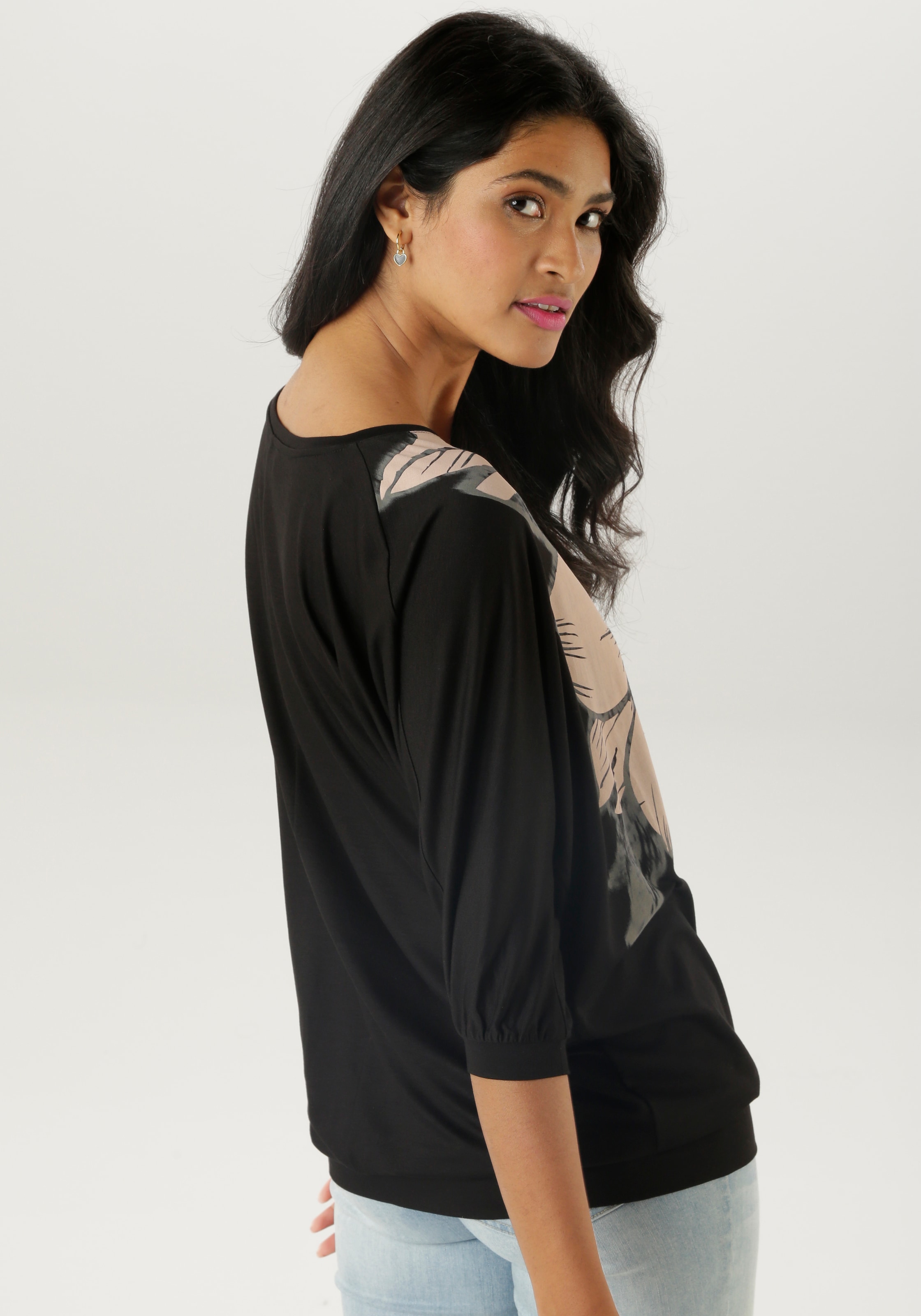 Aniston SELECTED Fledermausshirt , mit grossem Front-Blumendruck