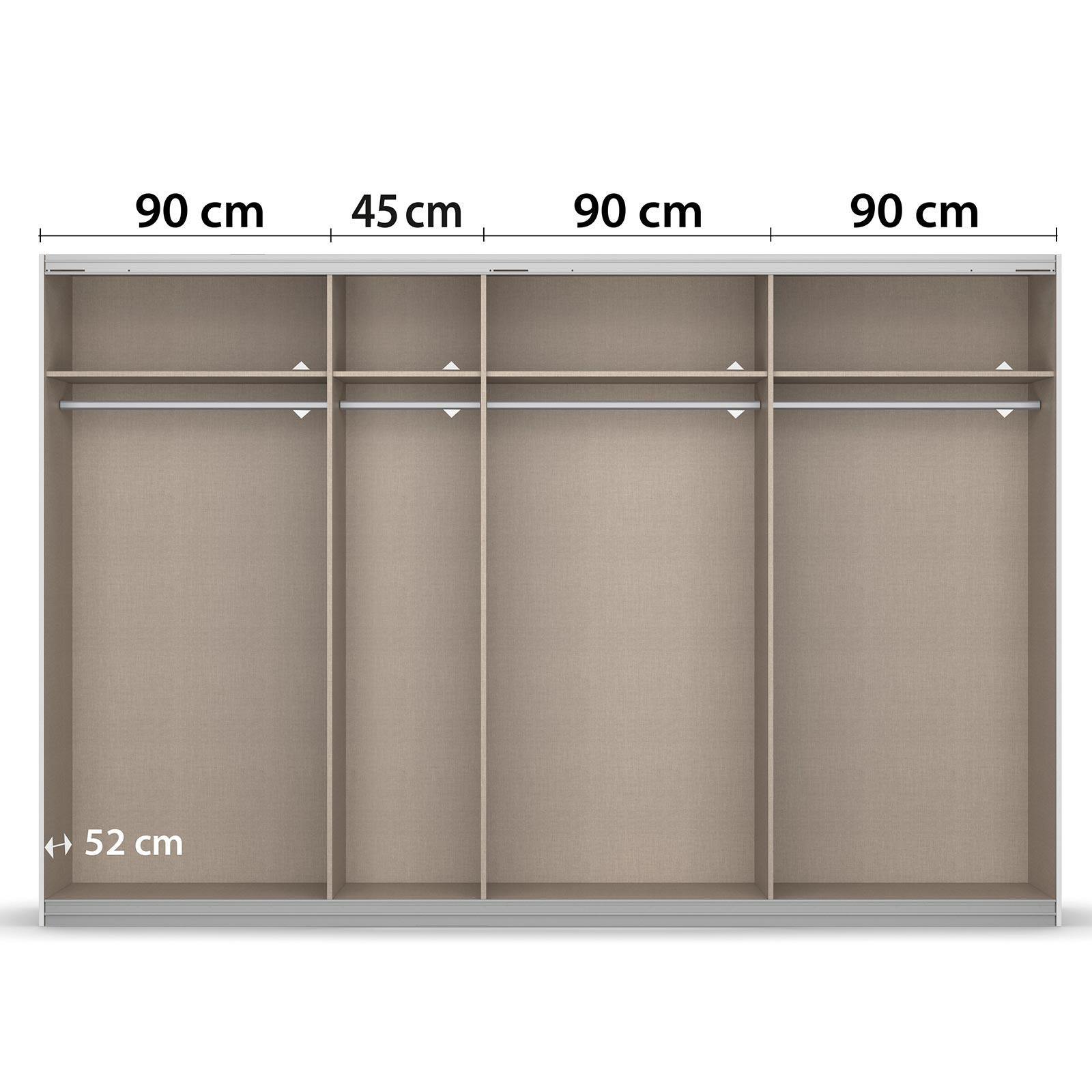 Schwebetürenschrank - Sonoma Eiche - 2 Spiegeltüren - 315 cm