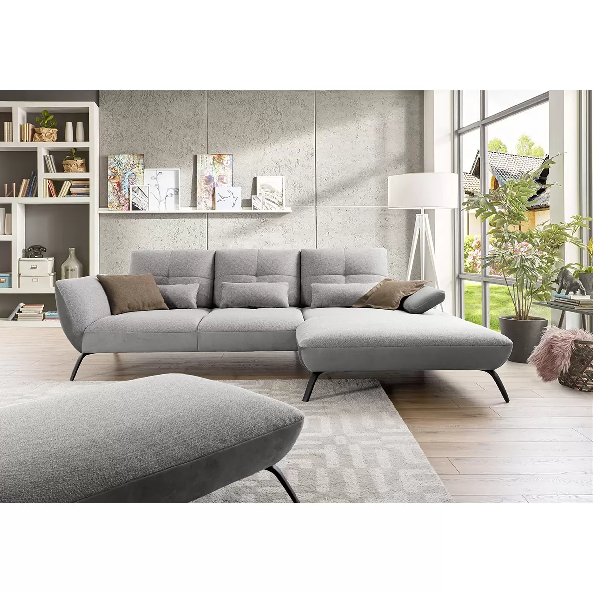 Ecksofa Dover XC hellgrau,silber