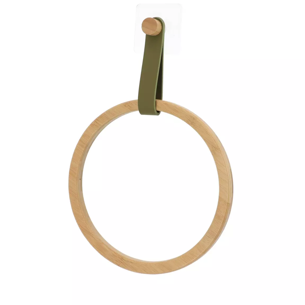 Porte serviette adhésif arrondi (D21 cm) Easy Chic Kaki