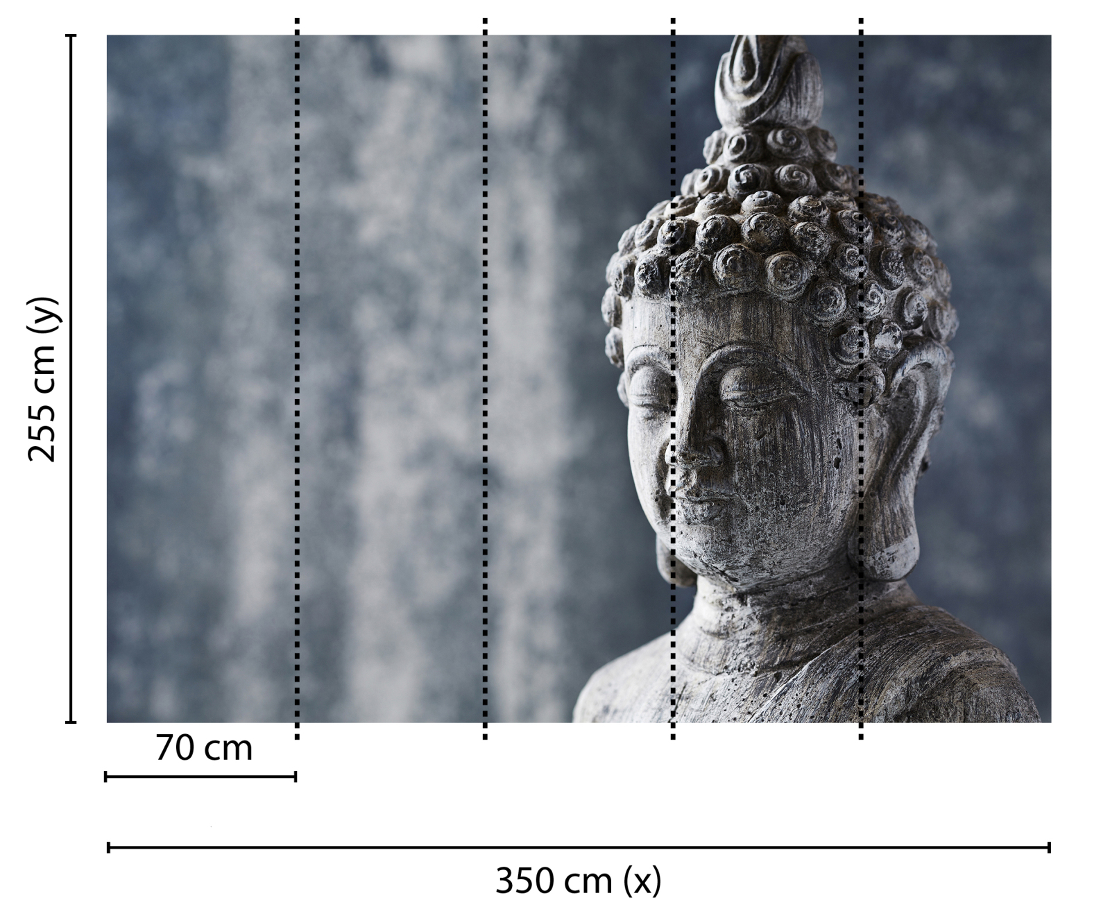 Fototapete DESIGNWALLS - blau-grau - Buddha - 2,55 Meter