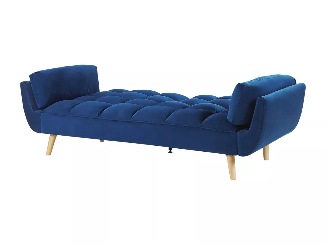 Canapé 3 places convertible en velours bleu marine ASBY