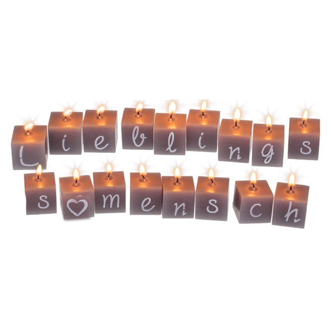 Kerzen - Lieblingsmensch - ca. 3 x 3 x 3 cm - 16-teilig - 1 Set