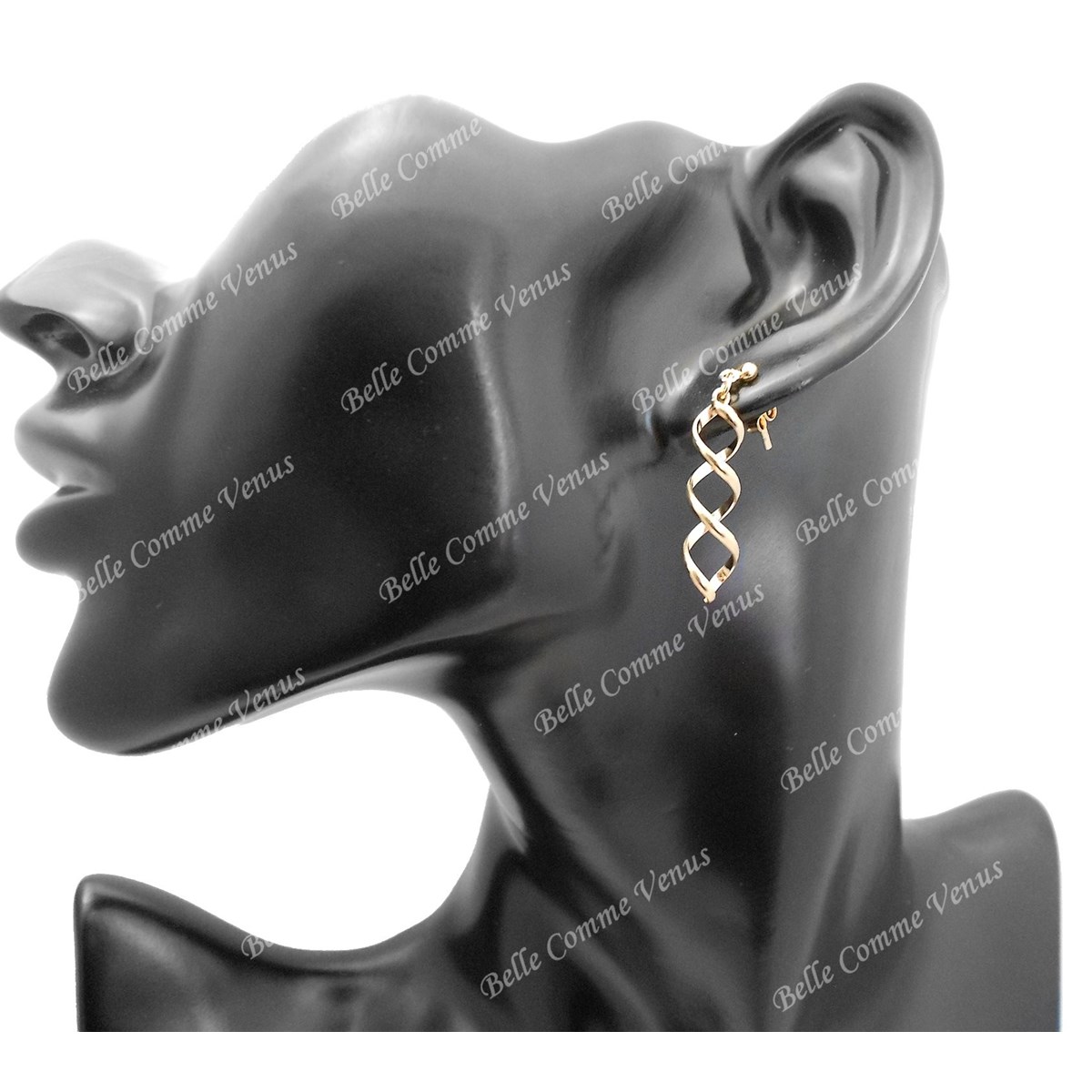 Boucles d'oreilles spirale torsadée Plaqué OR 750 3 microns
