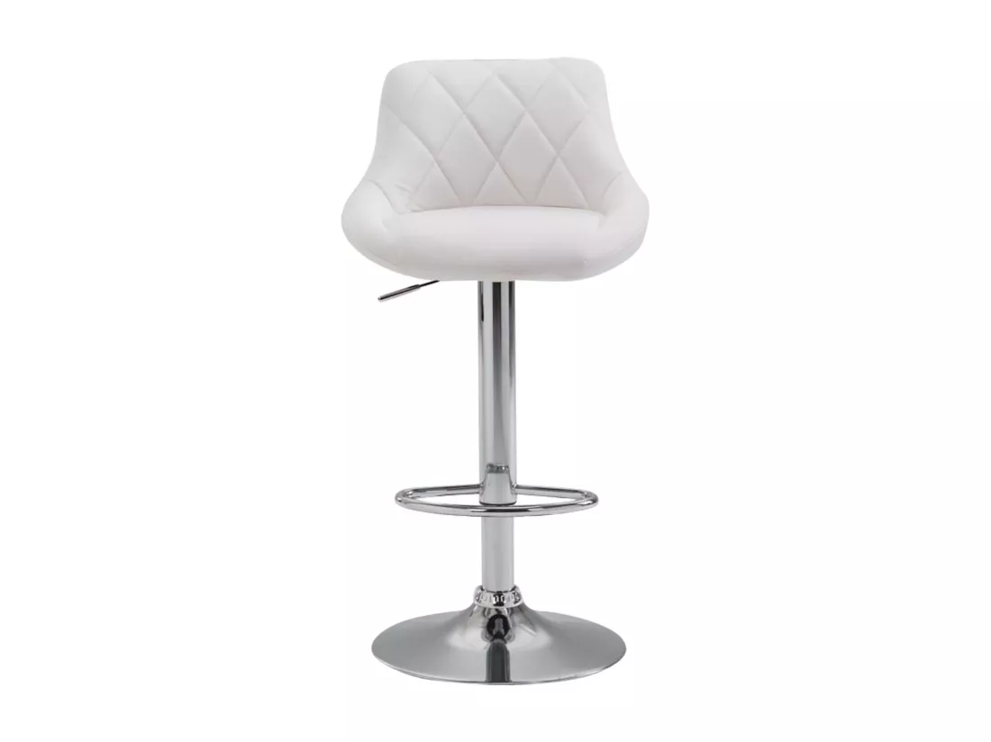Tabouret de bar - Similicuir & Chrome - Blanc - Lazio