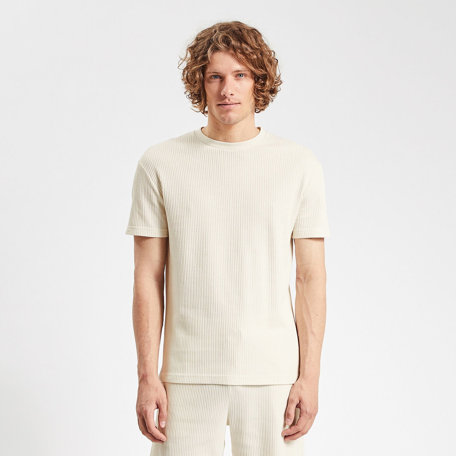 Tee shirt matière gaufrée Beige