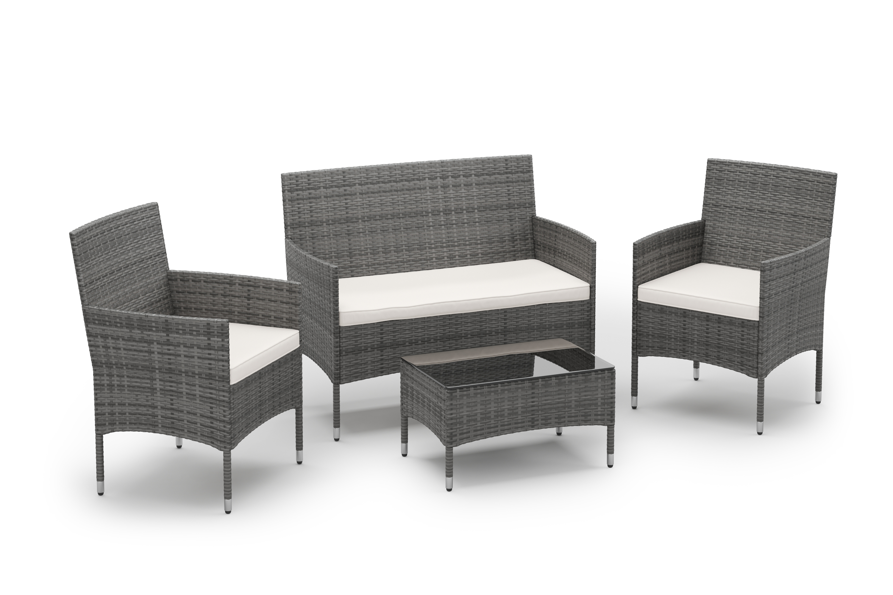 Gartenset Rattan MALIA grau/weiss