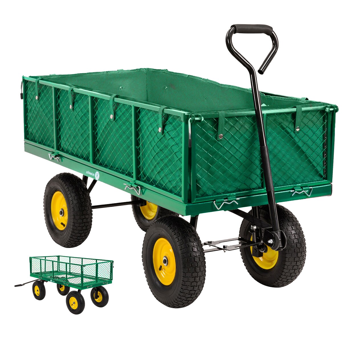 Miweba Bollerwagen MB-700, Transportwagen mit 700 kg Traglast, klappbar, Doppelachse, Stahlrahmen (Grün)