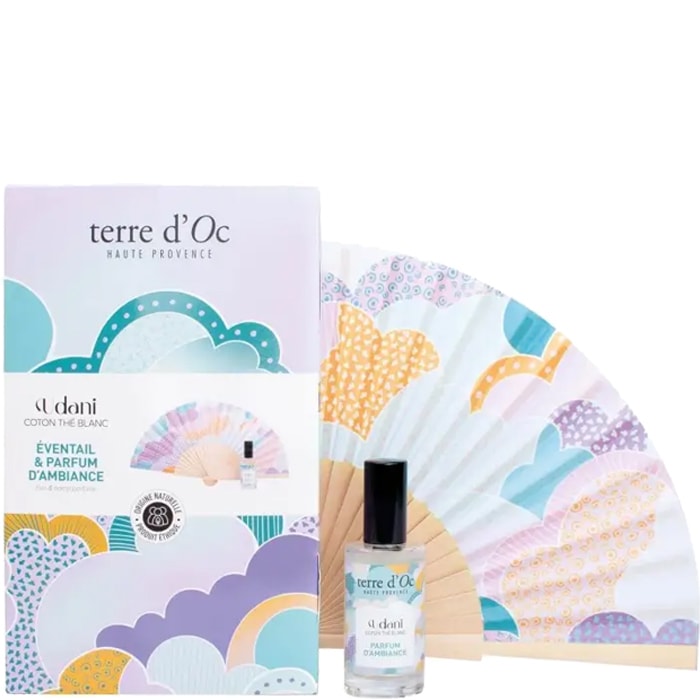 Coffret éventail à parfumer & parfum d'ambiance - Coton & thé blanc - 50 ml