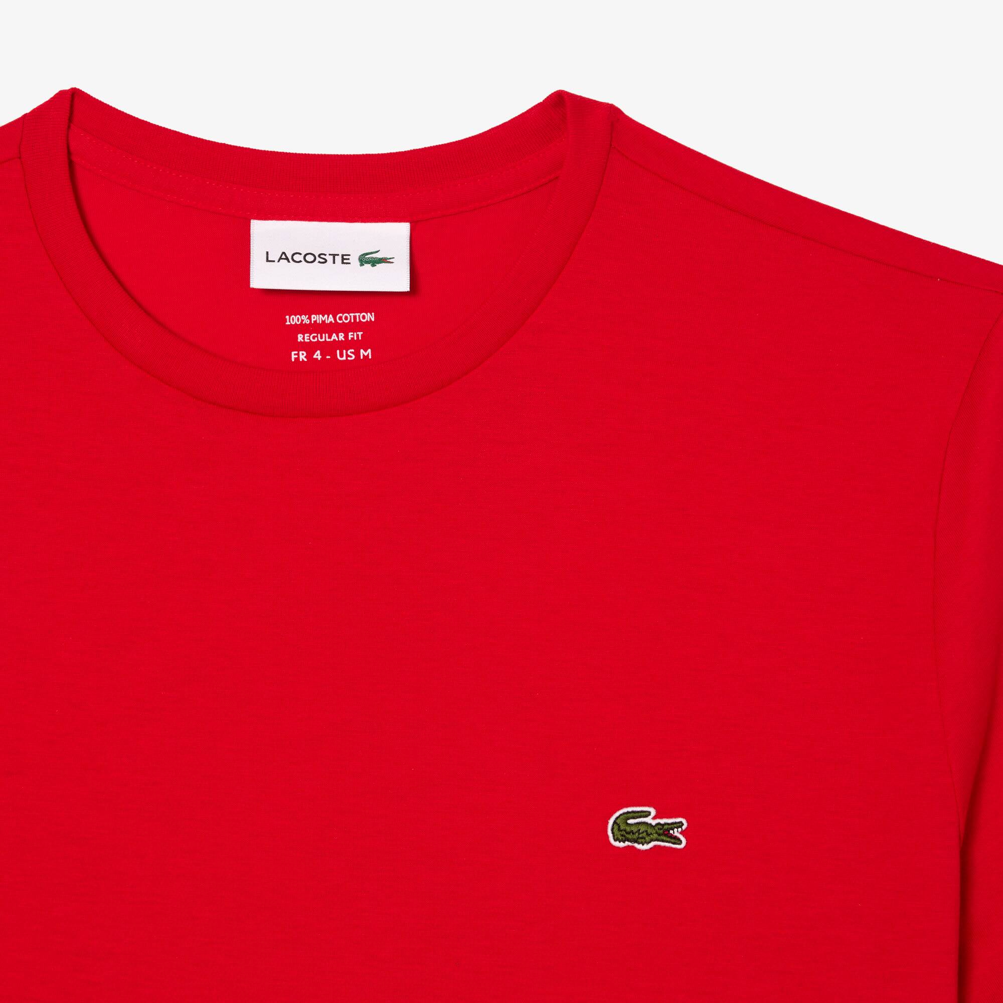 Rundhals-Shirt aus Pima-Baumwolljersey T-Shirts - Rot - Lacoste - Herren
