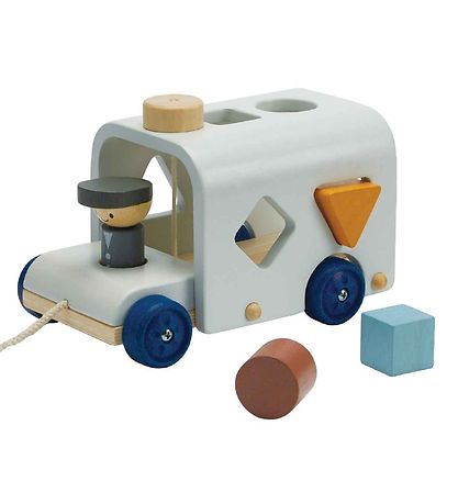 PlanToys Tr?kleget?j - Bus m. Puttekasse - Tr?/Lyseblå