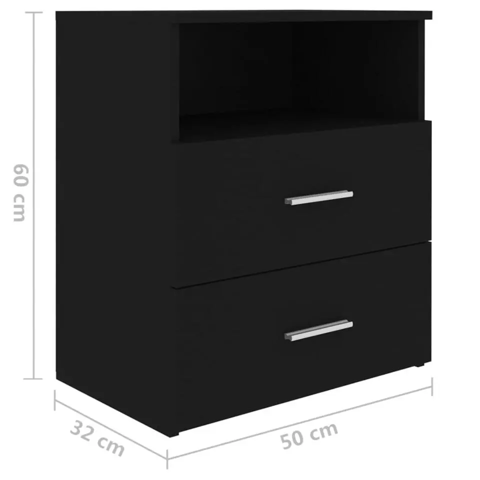 vidaXL - Nachtkastje - Zwart - Bewerkt hout