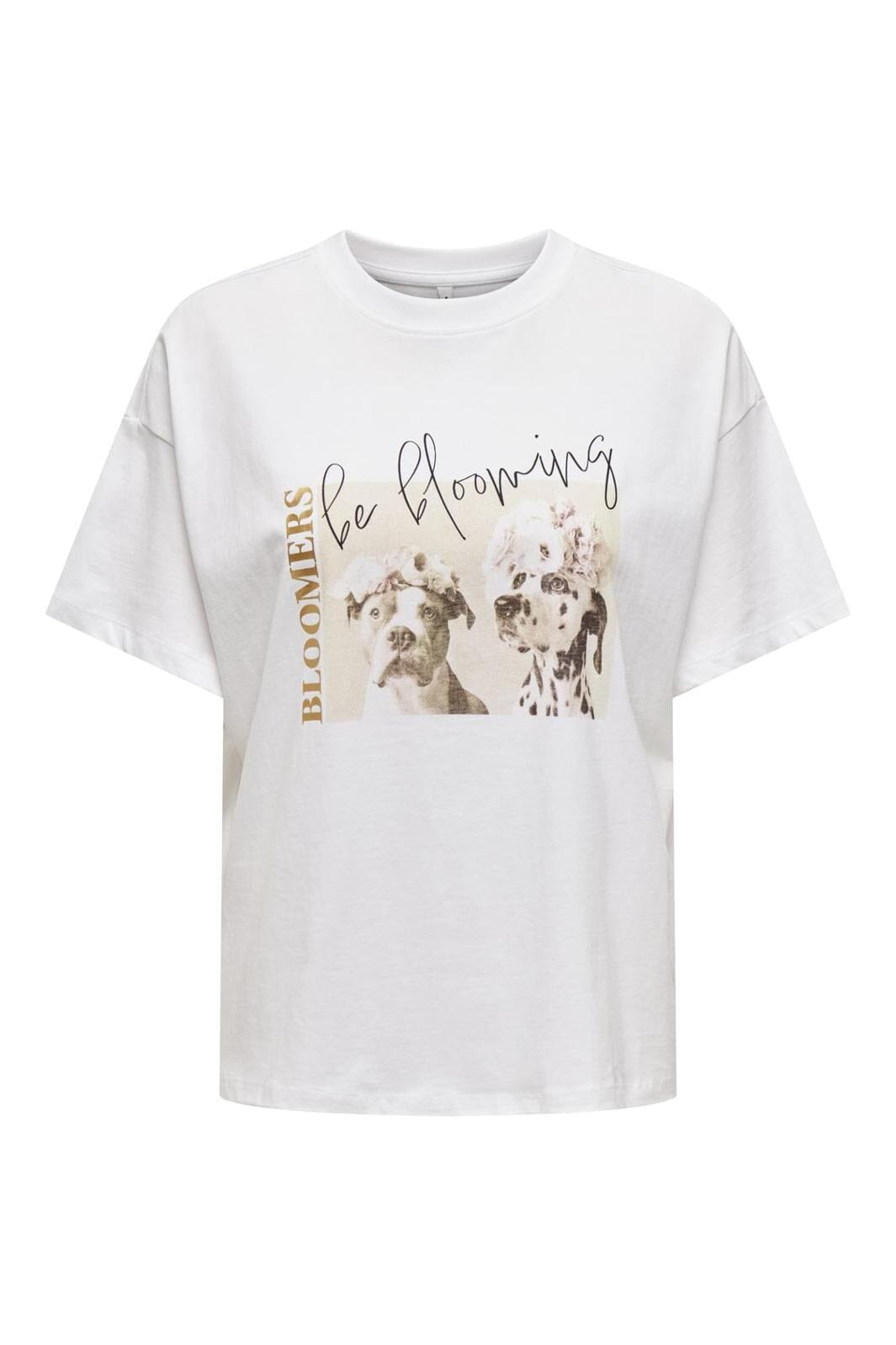 Only Onlqueen Life S/S Dogs Top Box 4597100 bright white dogs