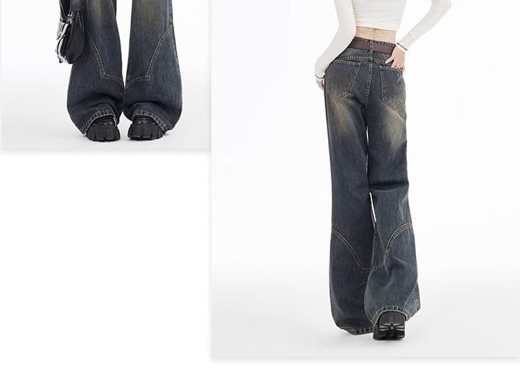 Notica - Low Waist Washed Flared Jeans