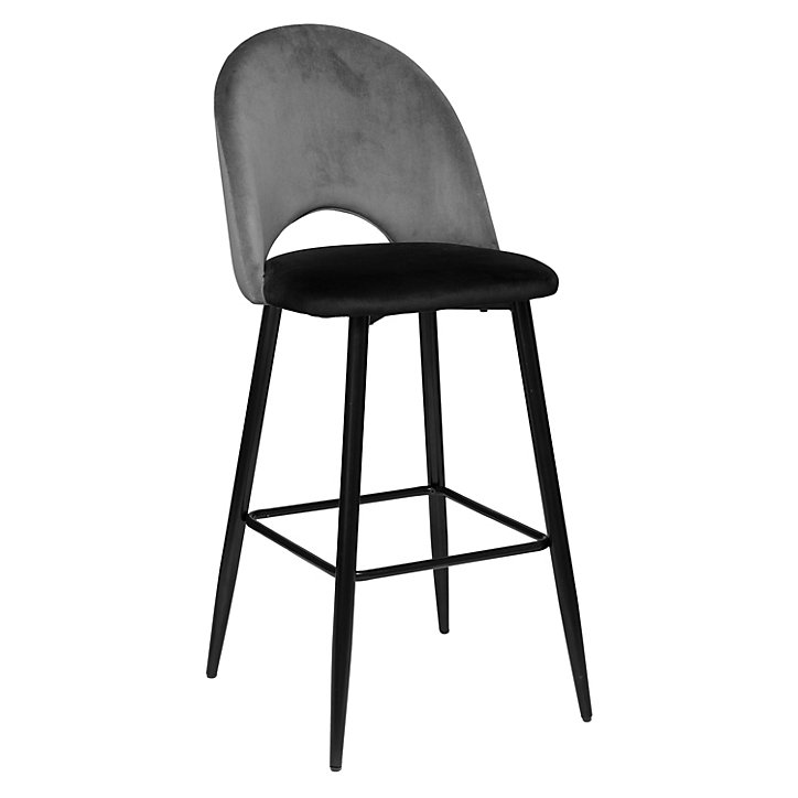 Lot de 2 tabourets de bar Kara Atmosphera H. 110 cm velour gris et noir