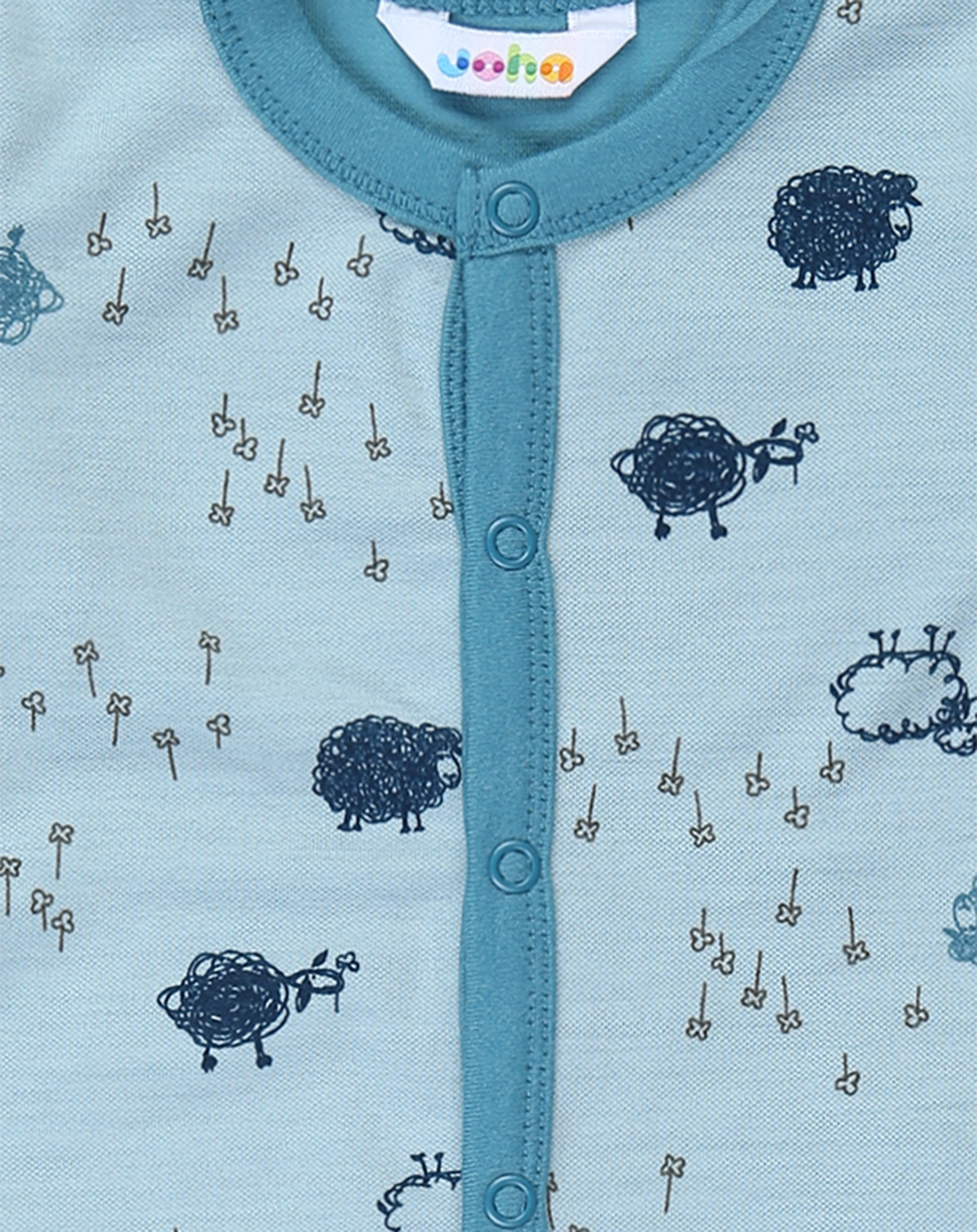 Strampler 4039 SHEEP AOP ohne Fuß in blue