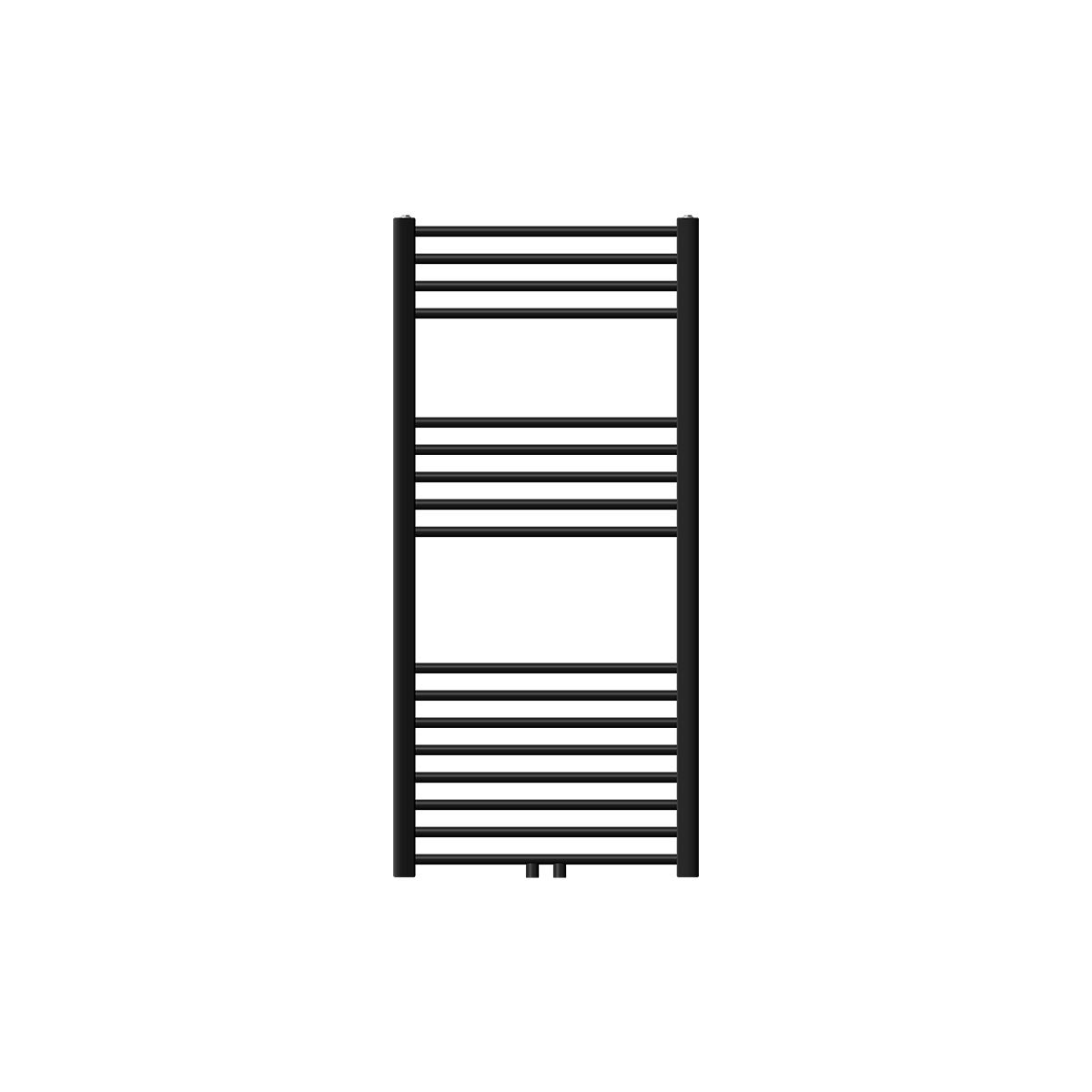 LuxeBath Sahara badkamerradiator, 600x1200 mm, mat zwart, recht, met middenaansluiting, designradiator, handdoekwarmer, handdoekdroger, handdoekradiator, badkamerverwarming