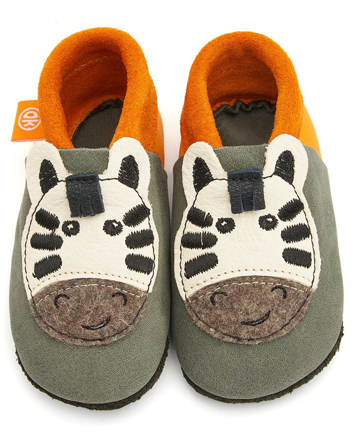Leder-Hausschuhe ZUMA DAS ZEBRA in grau