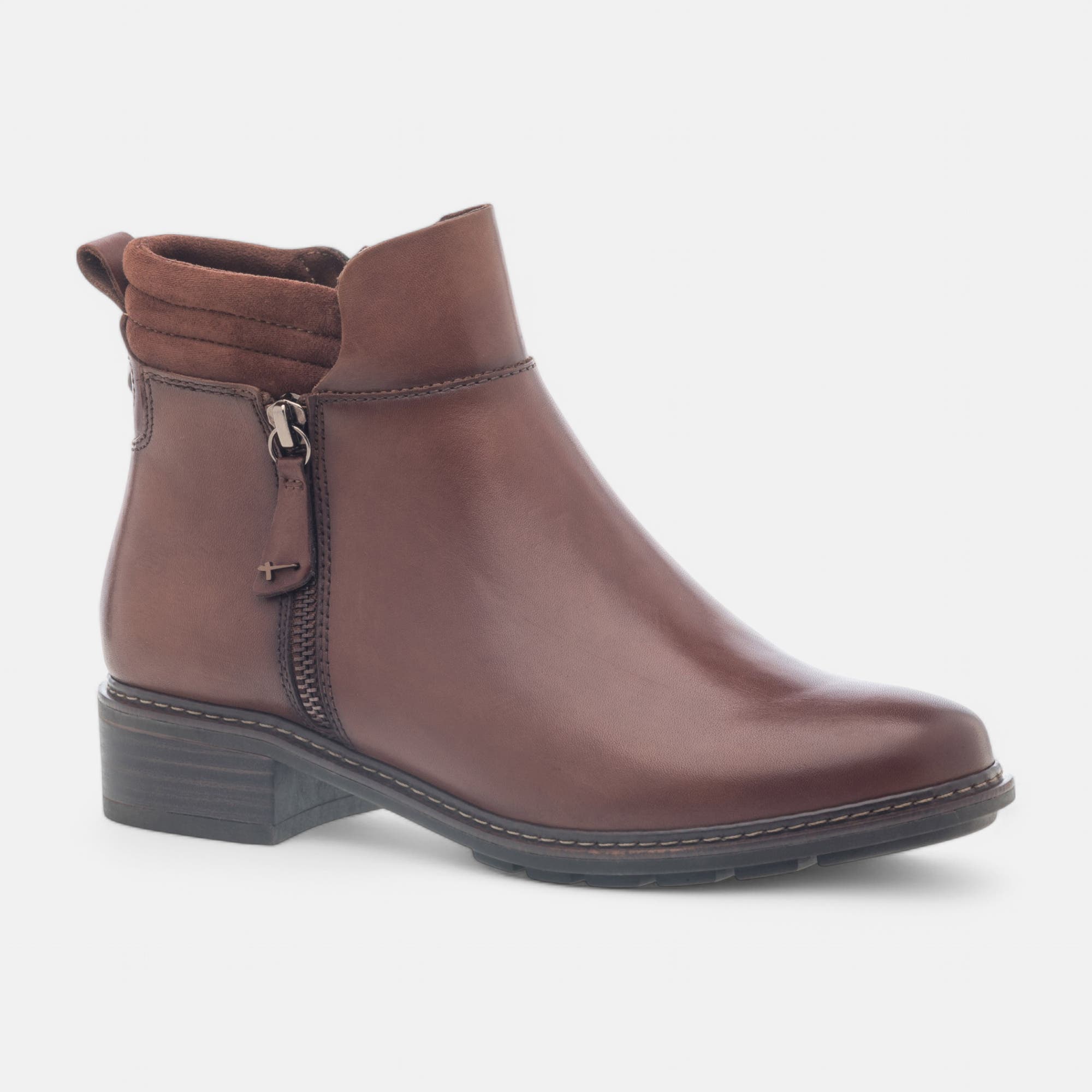 Bottines Femme en cuir cognac