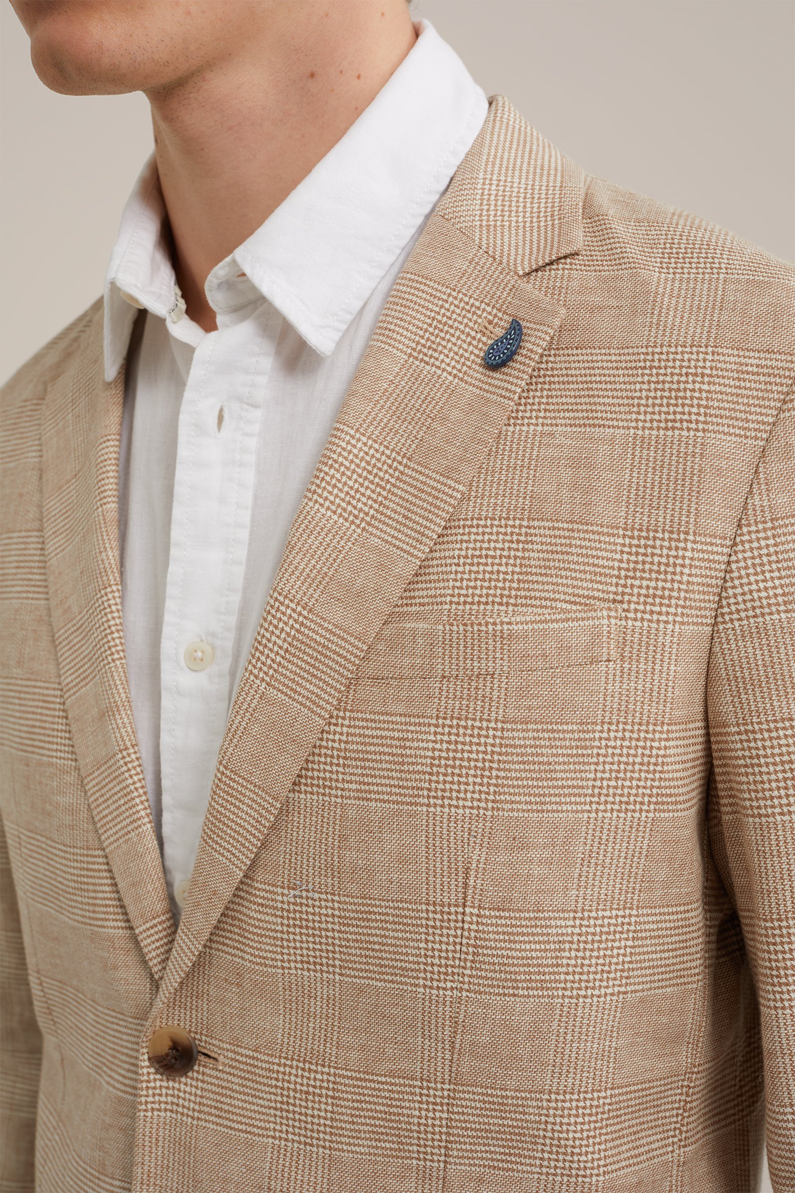 slim fit blazer met dessin WE Fashion Beige