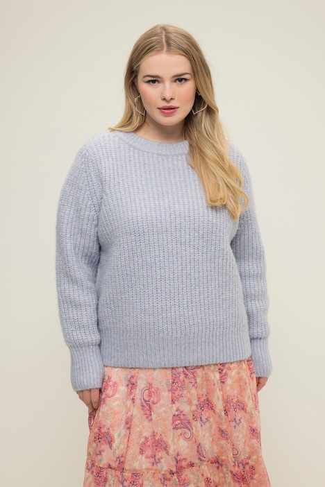 Pullover, Boxy Shape, Rippstrick, Rundhals, Langarm