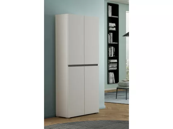 Dbalestr grande armoire polyvalente, Étagère à chaussures avec étagères réglables, Meuble à chaussures avec 4 portes, 100% Made in Italy, 80x37h195 cm, Blanc
