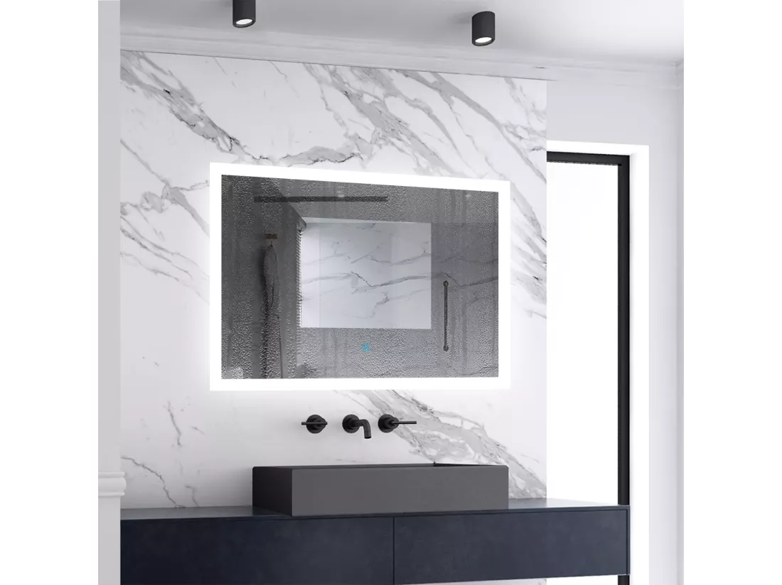 Miroir de salle de bain lumineux 70x50cm acve anti-buée，Mural Miroir - Aica